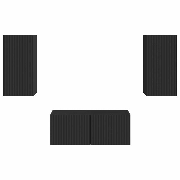 Mustat 2 pcs TV-tasosetti Seinäkiinnitettävä Tekninen puu