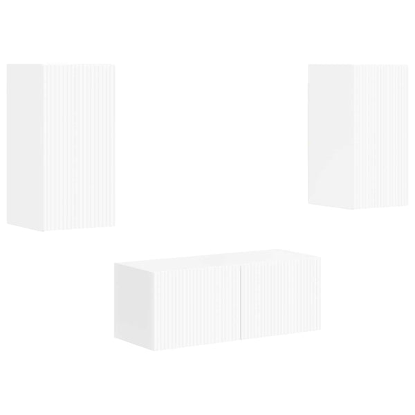 Korkean kiillon valkoinen TV-tasosetti 2 kpl Tekninen puu