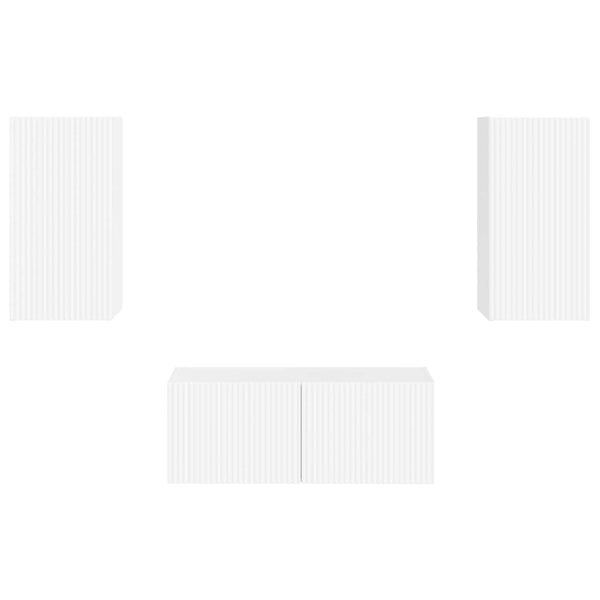 Korkean kiillon valkoinen TV-tasosetti 2 kpl Tekninen puu