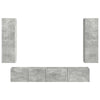 TV-tasosetti 3 pcs Tekninen puu Harmaa Betoni