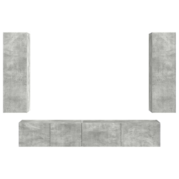 TV-tasosetti 3 pcs Tekninen puu Harmaa Betoni