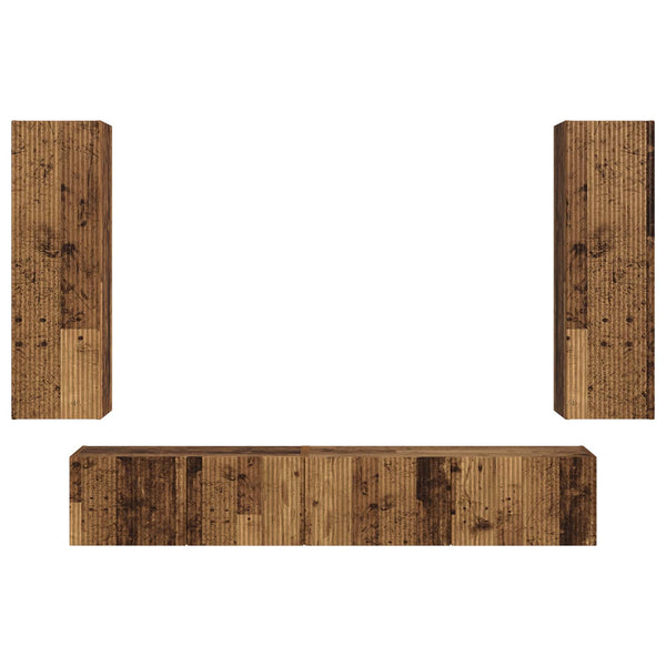 3-osainen Seinäkiinnitettävä TV-tasosetti Vanha puu Tekninen puu