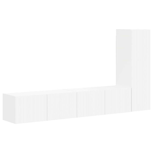 2-osainen Seinäkiinnitettävä TV-tasosetti Valkoinen Tekninen puu