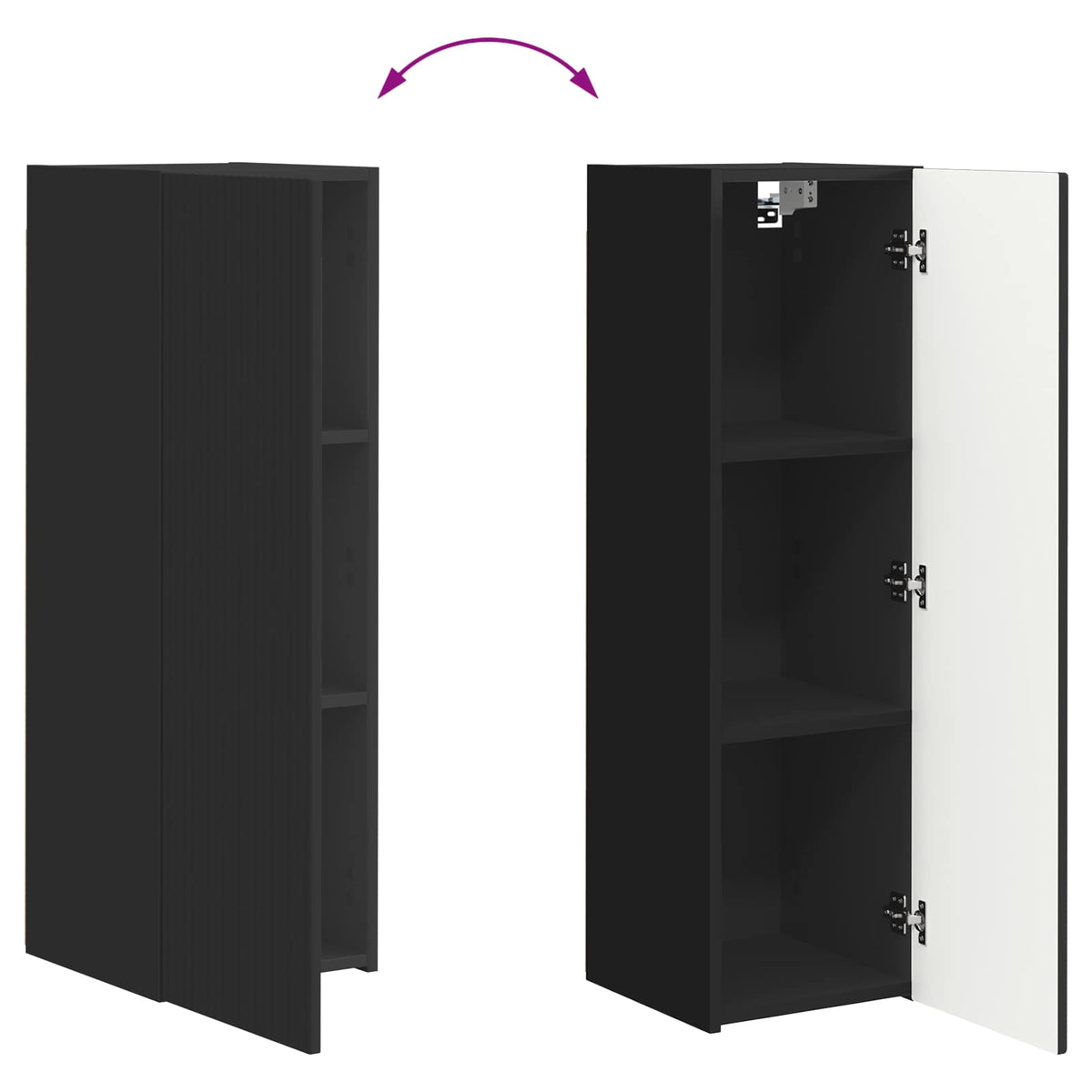 TV-tasosetti 2 pcs Seinäkiinnitettävä Musta Tekninen puu