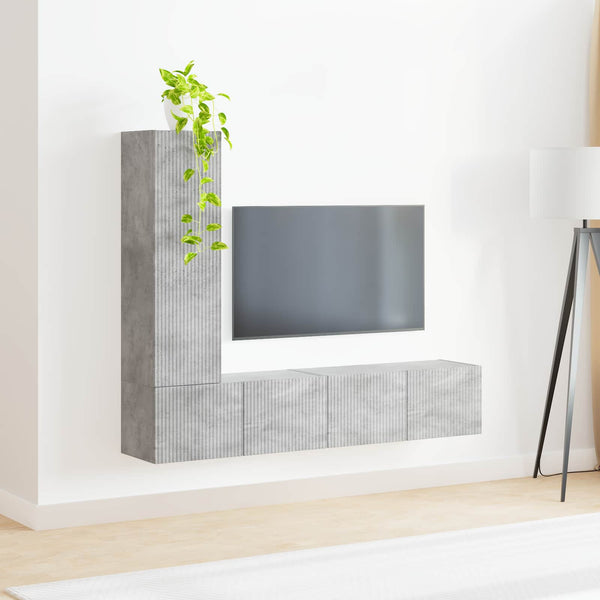 Harmaa TV-tasosetti 2 pcs Betoni Tekninen puu
