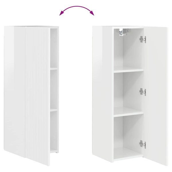 TV-tasosetti 2 osaa Korkean kiillon valkoinen Tekninen puu