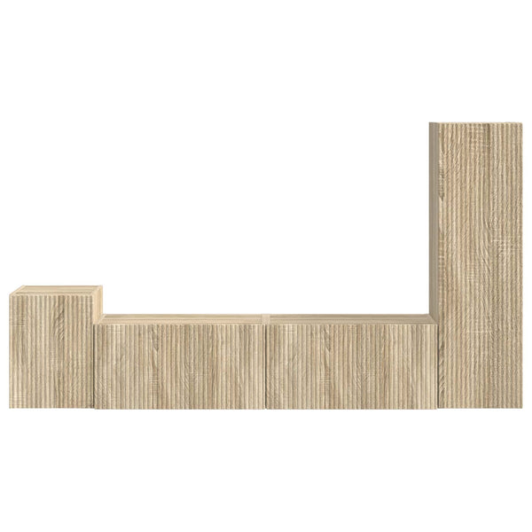 4 osan TV-tasosetti Sonoman tammesta Tekninen puu