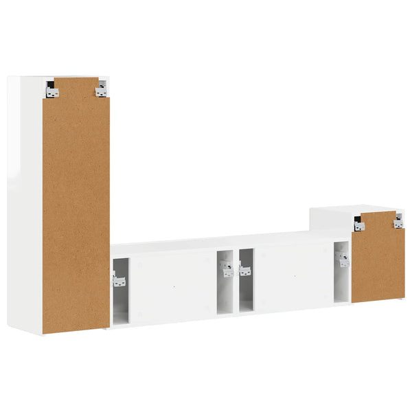 Valkoinen TV-tasosetti 4 kpl Korkean kiillon Tekninen puu