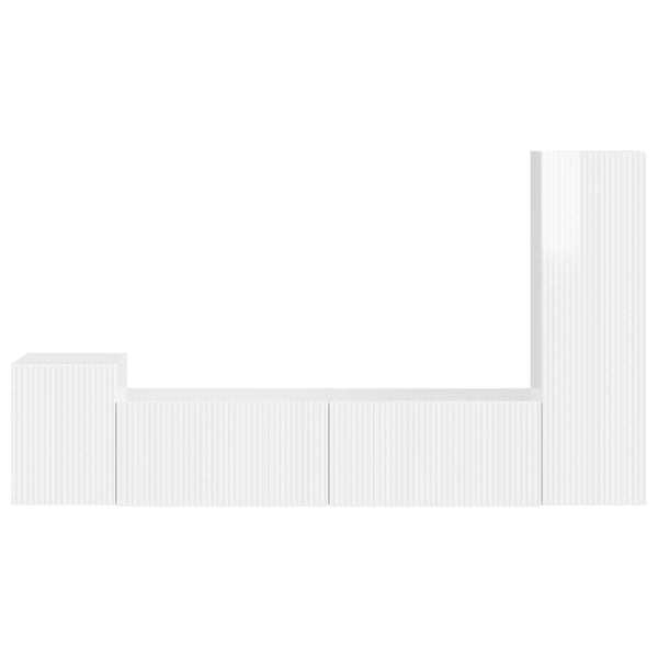 Valkoinen TV-tasosetti 4 kpl Korkean kiillon Tekninen puu