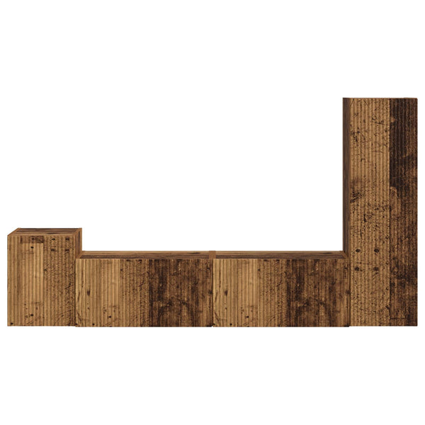 4 pcs Vanha puu Seinäkiinnitettävä TV-tasosetti Tekninen puu