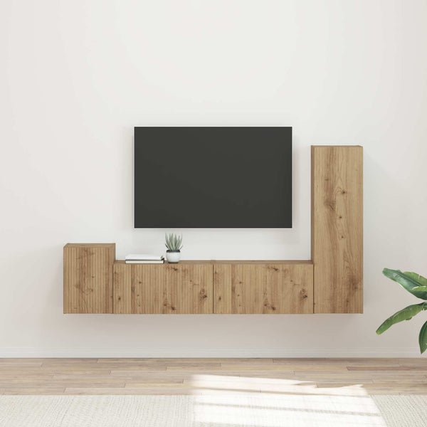 Artisan tammi 4 pcs TV-tasosetti Tekninen puu