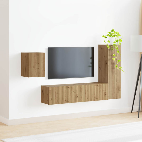 Artisan tammi 4 pcs TV-tasosetti Tekninen puu