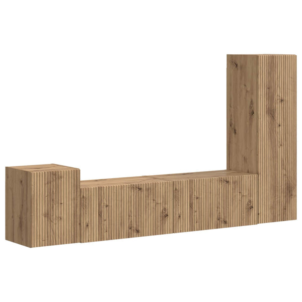 Artisan tammi 4 pcs TV-tasosetti Tekninen puu