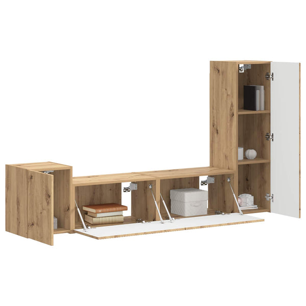 Artisan tammi 4 pcs TV-tasosetti Tekninen puu