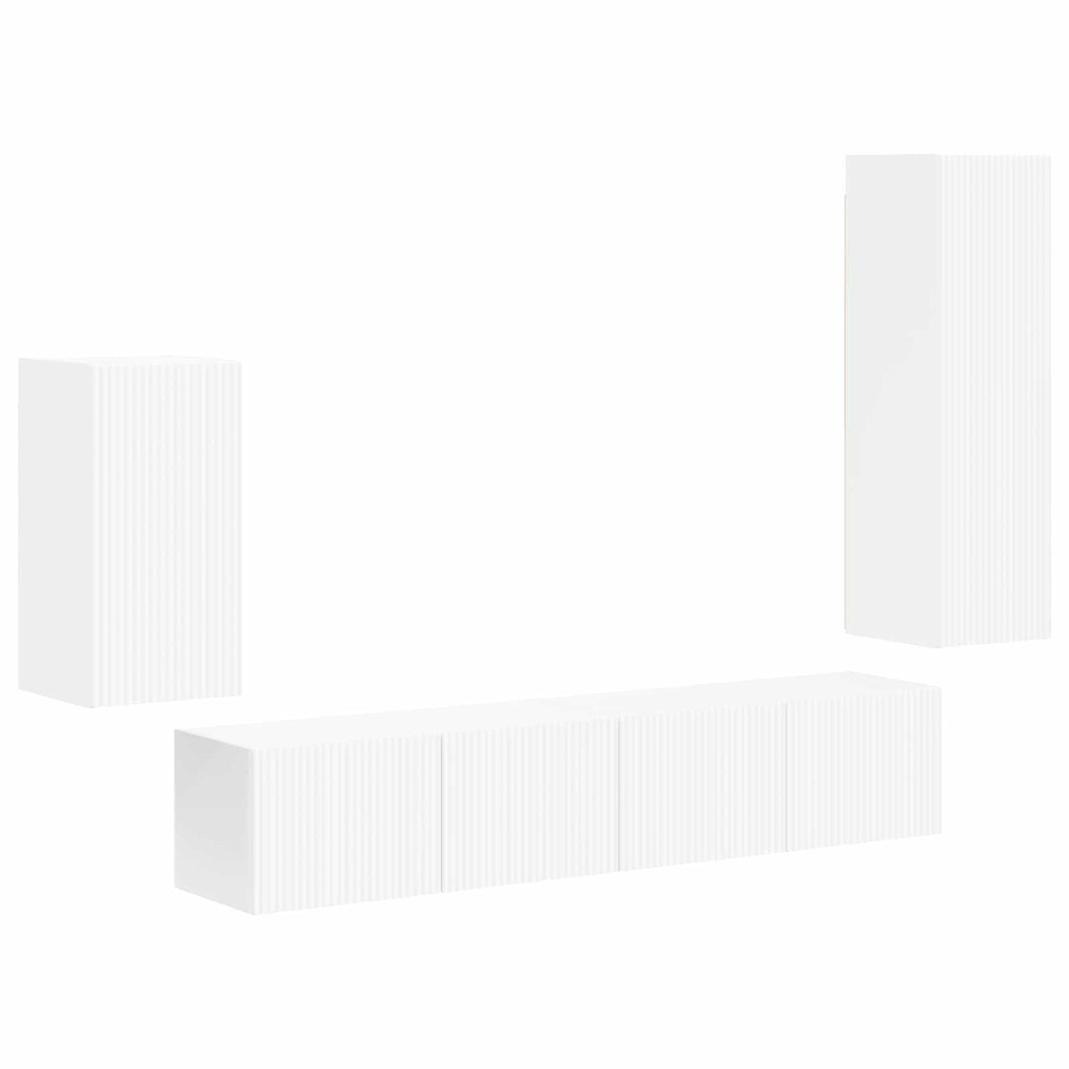 Valkoinen Seinäkiinnitettävä TV-tasosetti 3 pcs Tekninen puu