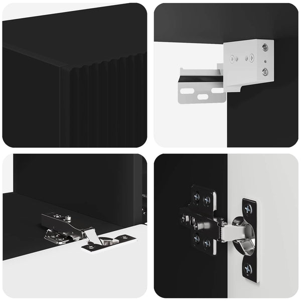 TV-tasosetti 3 osaa Musta Seinäkiinnitettävä Tekninen puu