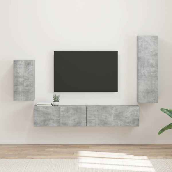TV-tasosetti 3 pcs Harmaa Betoni Tekninen puu