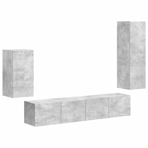 TV-tasosetti 3 pcs Harmaa Betoni Tekninen puu