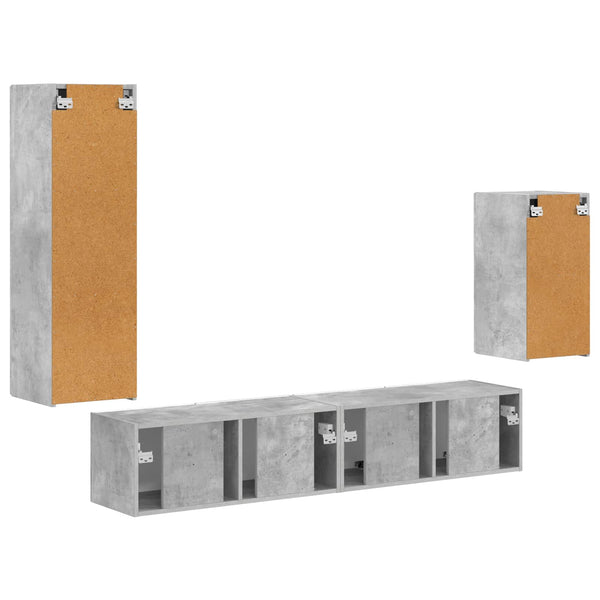 TV-tasosetti 3 pcs Harmaa Betoni Tekninen puu