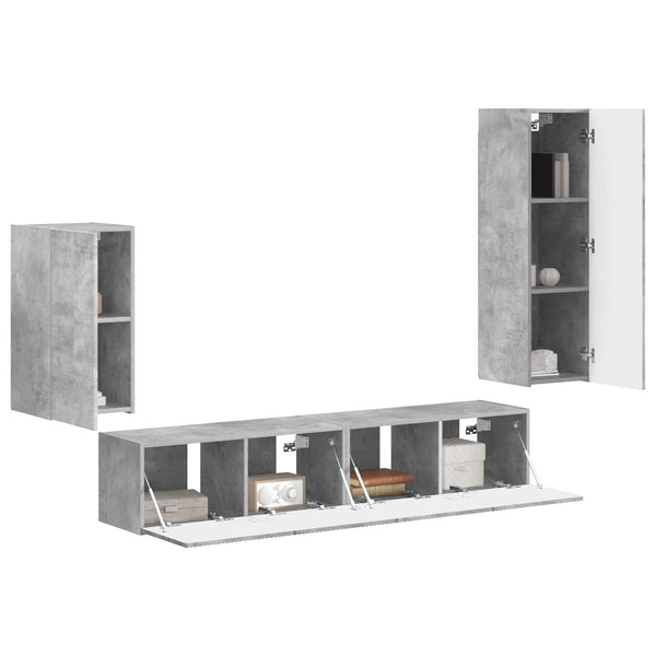 TV-tasosetti 3 pcs Harmaa Betoni Tekninen puu