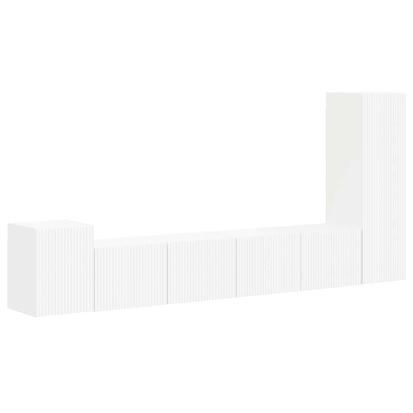 TV-tasot 3-osainen Seinäkiinnitettävä Valkoinen Tekninen puu