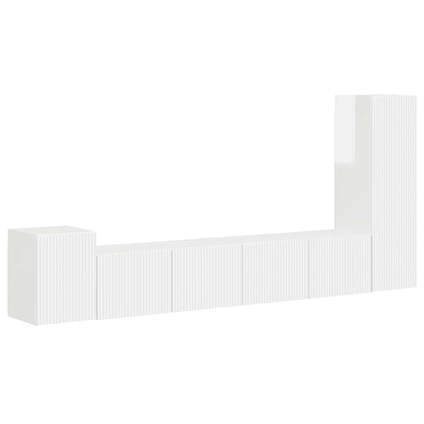 Korkean kiillon valkoinen TV-tasosetti 3 osaa Tekninen puu