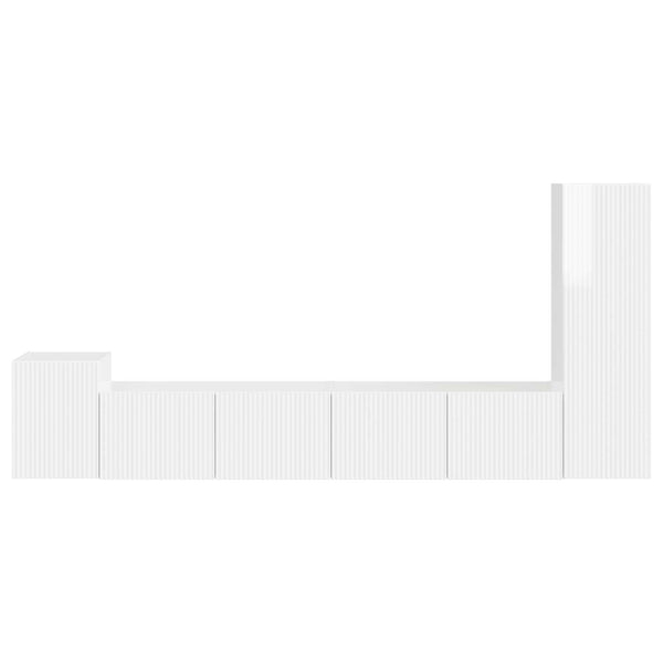 Korkean kiillon valkoinen TV-tasosetti 3 osaa Tekninen puu