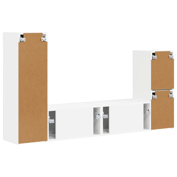 Tekninen puu Seinäkiinnitettävä TV-tasosetti 4 kpl Valkoinen