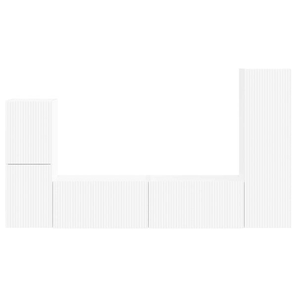 Tekninen puu Seinäkiinnitettävä TV-tasosetti 4 kpl Valkoinen