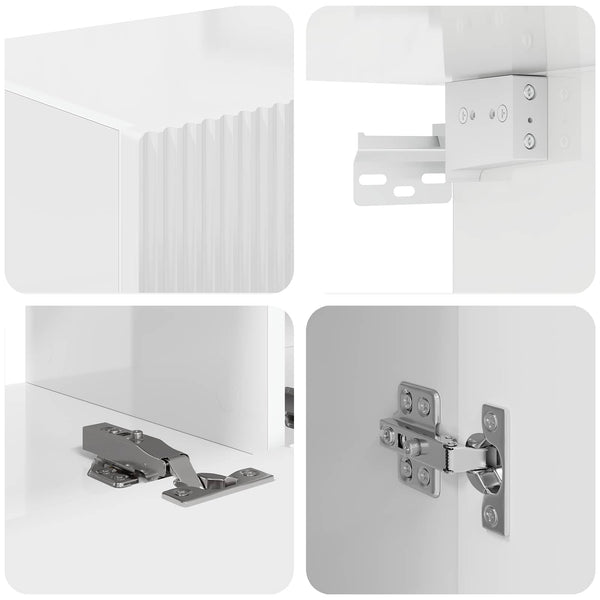 Tekninen puu 4-osainen TV-tasosetti Korkean kiillon valkoinen