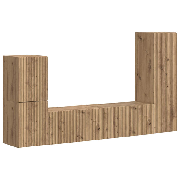 Artisan tammi Tekninen puu TV-tasosetti 4 pcs