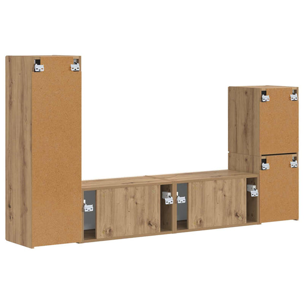 Artisan tammi Tekninen puu TV-tasosetti 4 pcs