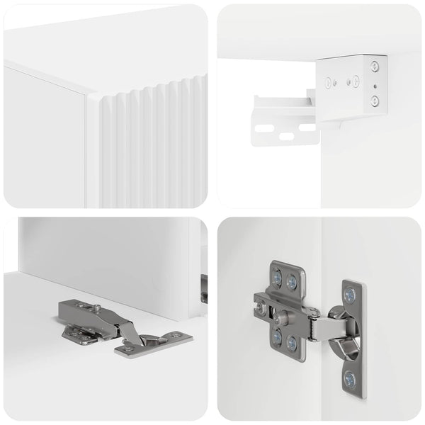 TV-tasosetti 4 pcs Valkoinen Seinäkiinnitettävä Tekninen puu