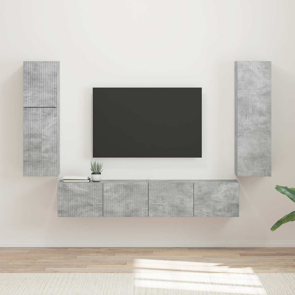 TV-tasosetti 4 pcs Harmaa Betoni Tekninen puu