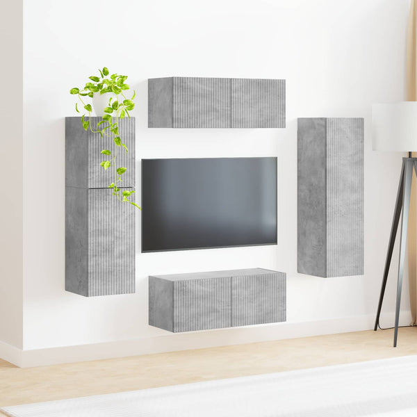 TV-tasosetti 4 pcs Harmaa Betoni Tekninen puu