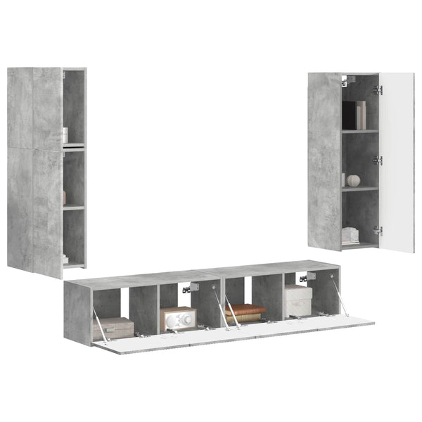 TV-tasosetti 4 pcs Harmaa Betoni Tekninen puu