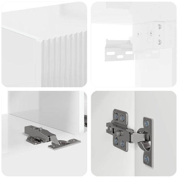 TV-tasosetti 4 osaa Tekninen puu Korkean kiillon valkoisena