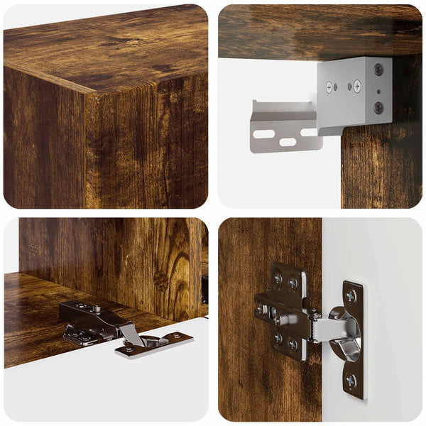 4 pcs Seinäkiinnitettävä TV-tasosetti Tekninen puu Savupähkinä