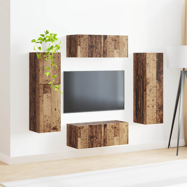 TV-tasosetti 4 pcs Tekninen puu Vanha puu Seinäkiinnitettävä