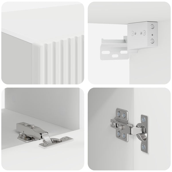 4-osainen Seinäkiinnitettävä TV-tasosetti Valkoinen Tekninen puu