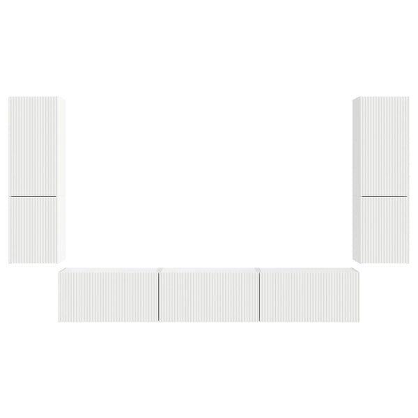 4-osainen Seinäkiinnitettävä TV-tasosetti Valkoinen Tekninen puu