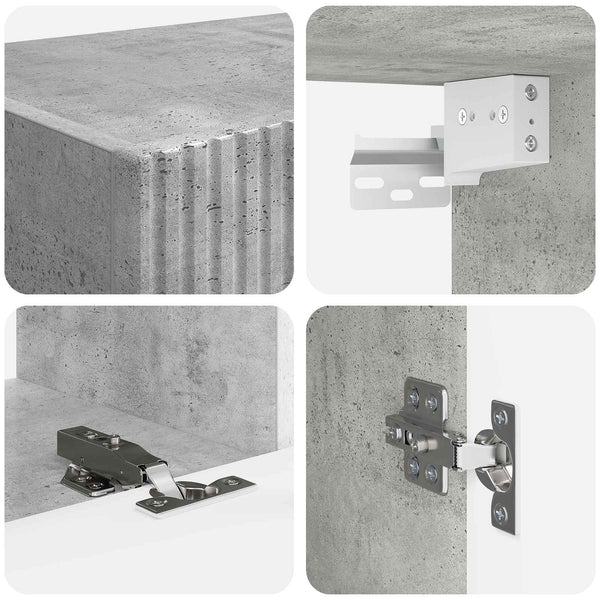 Harmaa TV-tasosetti 4 pcs Betoni Tekninen puu