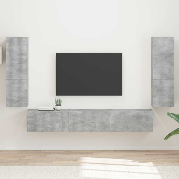 Harmaa TV-tasosetti 4 pcs Betoni Tekninen puu