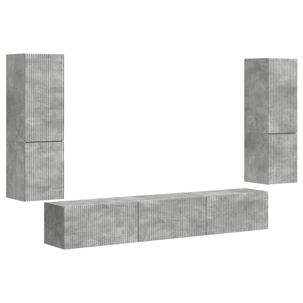 Harmaa TV-tasosetti 4 pcs Betoni Tekninen puu