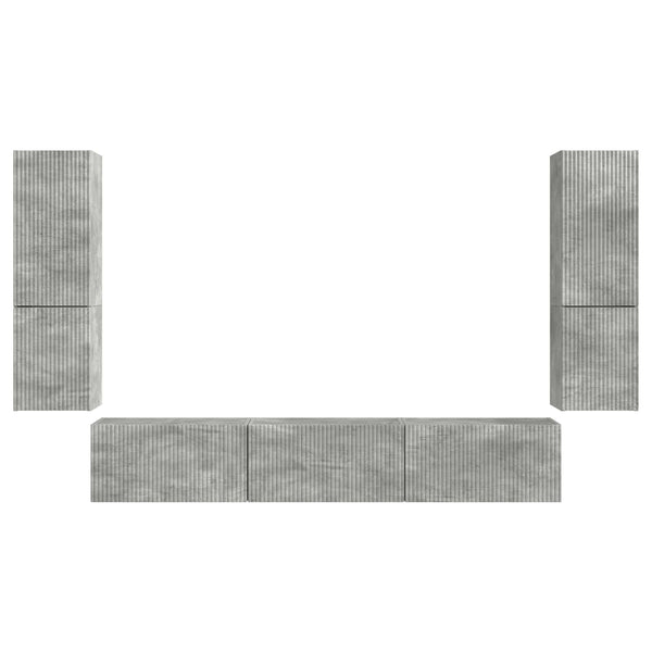Harmaa TV-tasosetti 4 pcs Betoni Tekninen puu