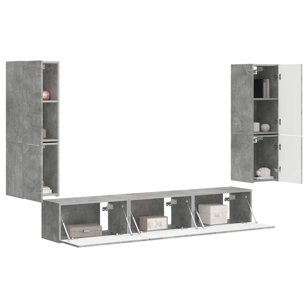 Harmaa TV-tasosetti 4 pcs Betoni Tekninen puu