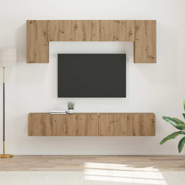 Sonoman tammi TV-tasosetti 5 pcs Tekninen puu