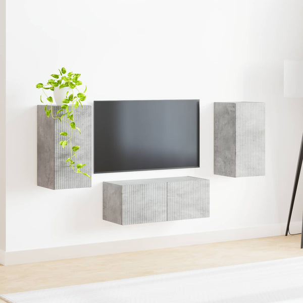 TV-tasosetti 6 pcs Betoni Harmaa Tekninen puu