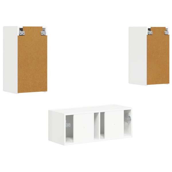 TV-tasosetti 6 pcs Korkean kiillon valkoinen Tekninen puu