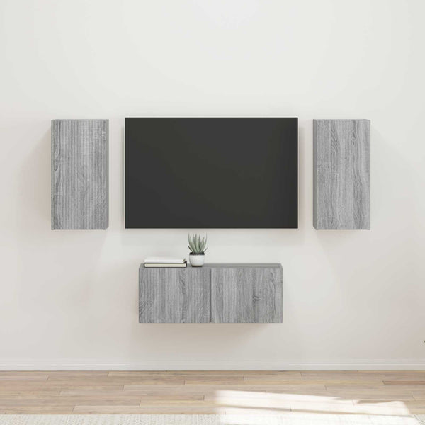 TV-tasosetti 6 pcs Harmaa Sonoma Tekninen puu